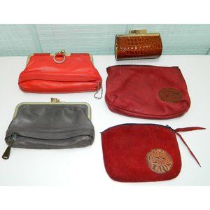 Taos Leather Suede Vtg Coin Purses Clutch Lipstick Lot Of 5 Zippered Multi Compt